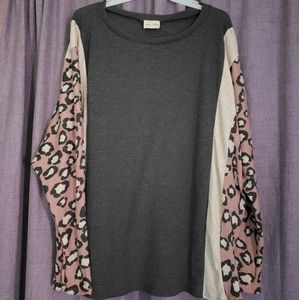 Animal Print Waffle Top - XL